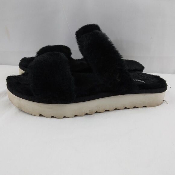 Koolaburra by UGG Fuzz On Faux-Fur Slide Sandals Slippers Black 1123352 Size 6 - Picture 6 of 12